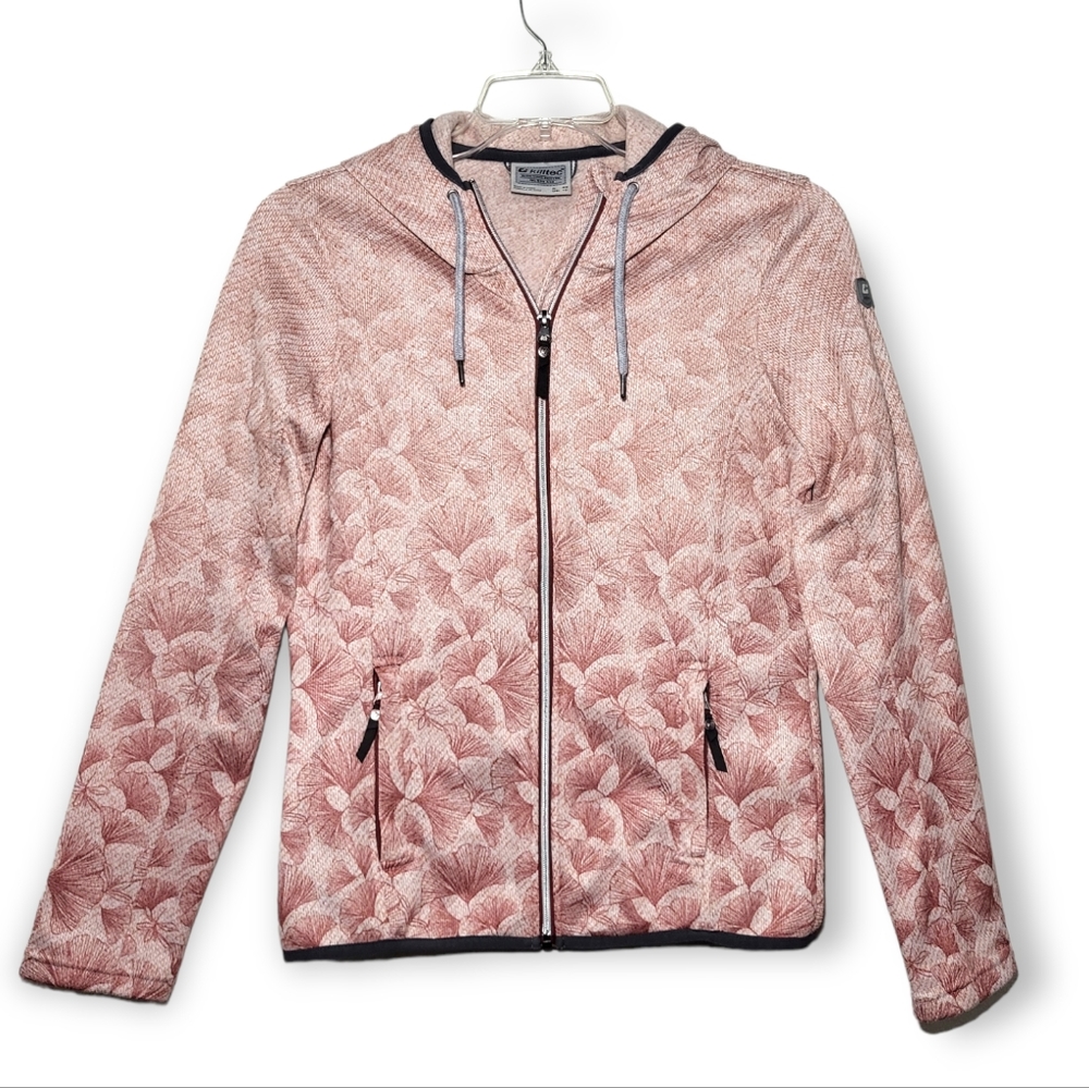 Killtec Full Zip Hoodie Pink Ombre Floral Print Sz 10